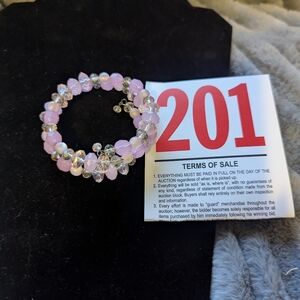 Lot 201 Pink Glass Beaded Bracelet